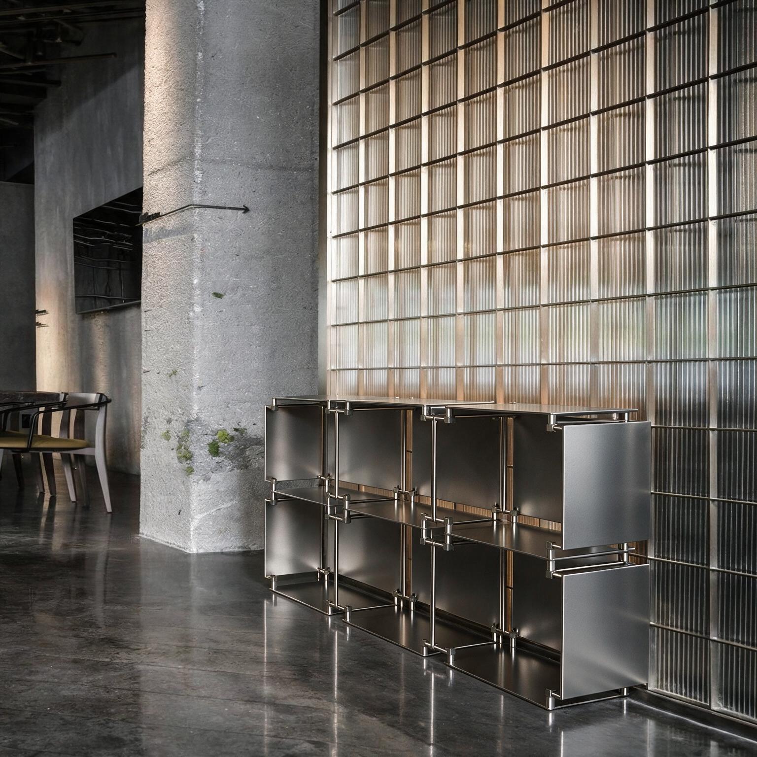 MODUL+ Noyer Américain en situation — salon contemporain